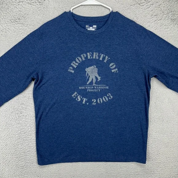 Under Armour Freedom Mens T-Shirt Large Heat Gear Blue Wounded Warrior Project